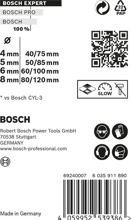 Image du produit Bosch Professional Zubehör EXPERT MultiConstruction CYL-9 Jeu de forets, 4/5/6/8 mm, 4 pcs. (4 - 8 mm)