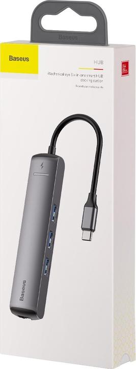 Actual product image Baseus CAHUB-J0G (USB-C, 6 Ports)