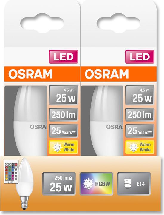 Image du produit Osram Lampes Led Retrofit Rgbw avec télécommande (E14, 25 W, 250 lm, 1 x, G)