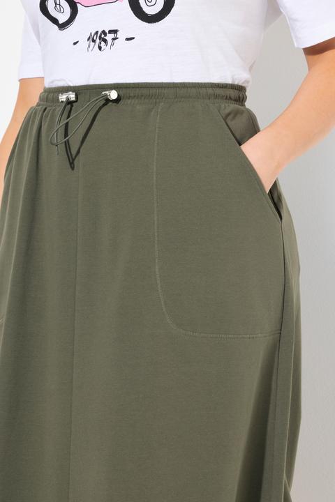 Image du produit Ulla Popken Jupe midi en sweat, taille froncée, coupe évasée, poches (46, 48)