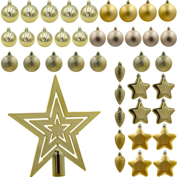 Produktbild edelman Baumschmuck, Unzerbrechlich, Gold, 40 Stück – D8Cm (40x)