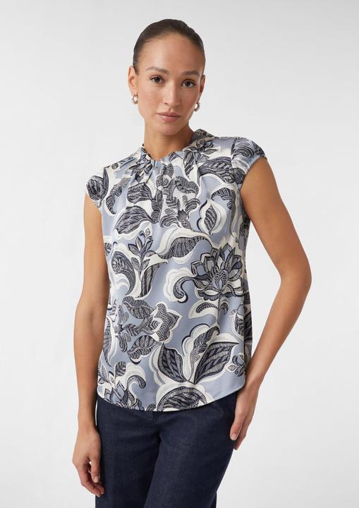 Image du produit Comma Bluse Satinbluse mit Raffung und All-over-Print (34)