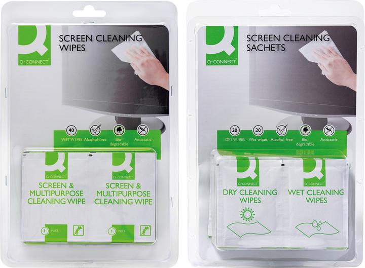 Produktbild Q-Connect Bildschirm Reinigungstücher einzeln verpackt (40 x)