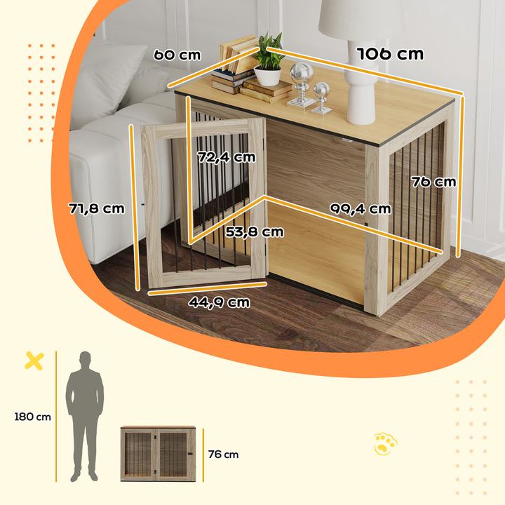 Actual product image PawHut Hundekäfig Stahl, MDF Eiche (Dog house)