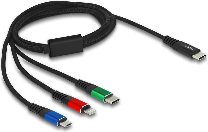 Productafbeelding Delock USB oplaadkabel USB C - Bliksem/Micro USB B/USB C 1 m (1 m, USB 2.0)