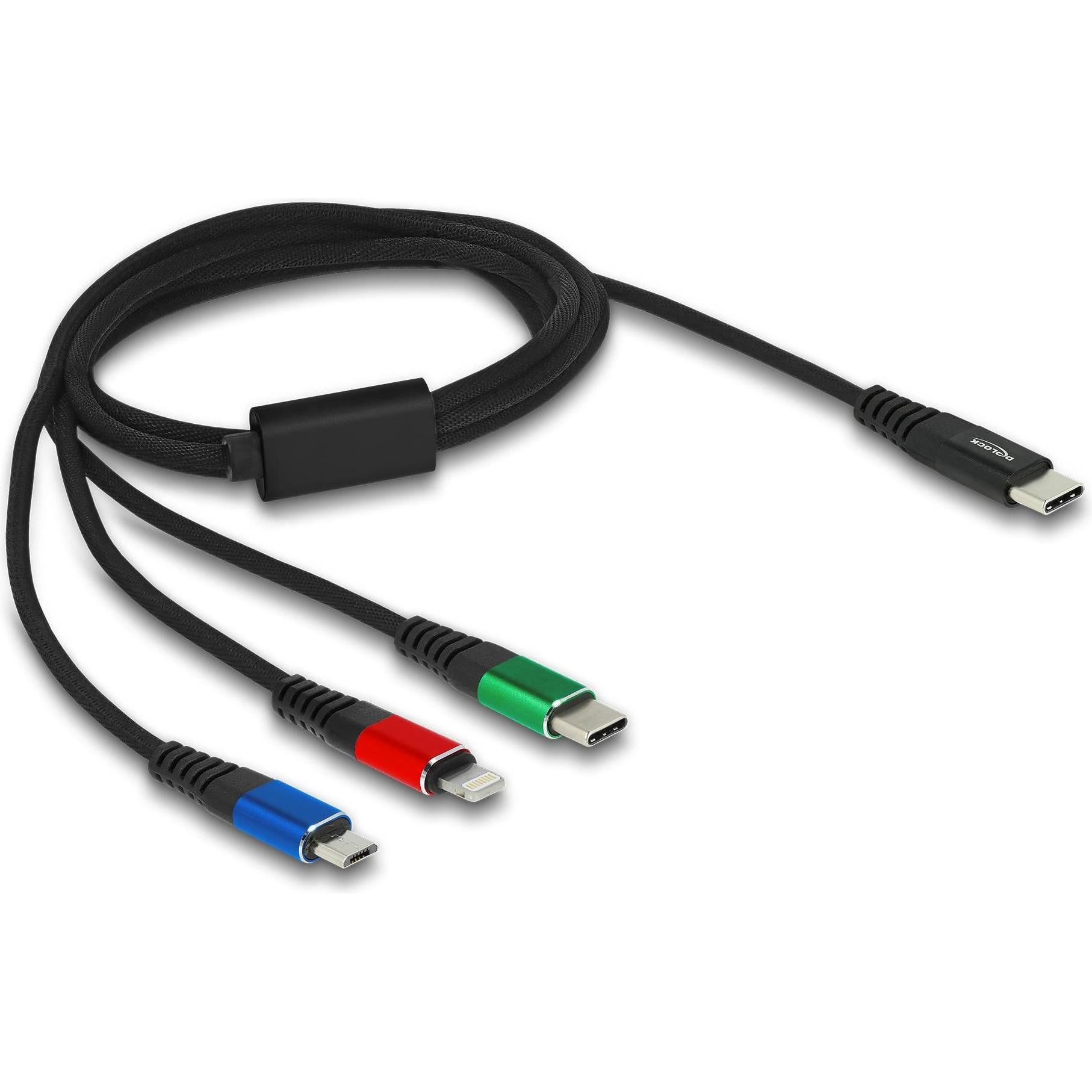 Thumbnail - Delock 3in1 USB-C-Ladekabel (1 m, USB 2.0), USB Kabel