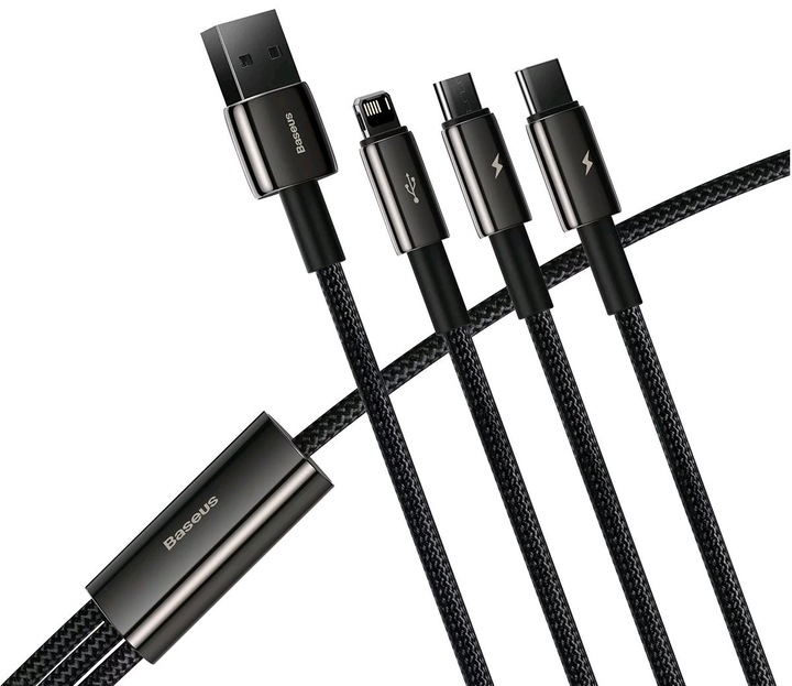 Actual product image Baseus USB A – USB C, Lightning, USB Micro B (1.50 m, USB 2.0)