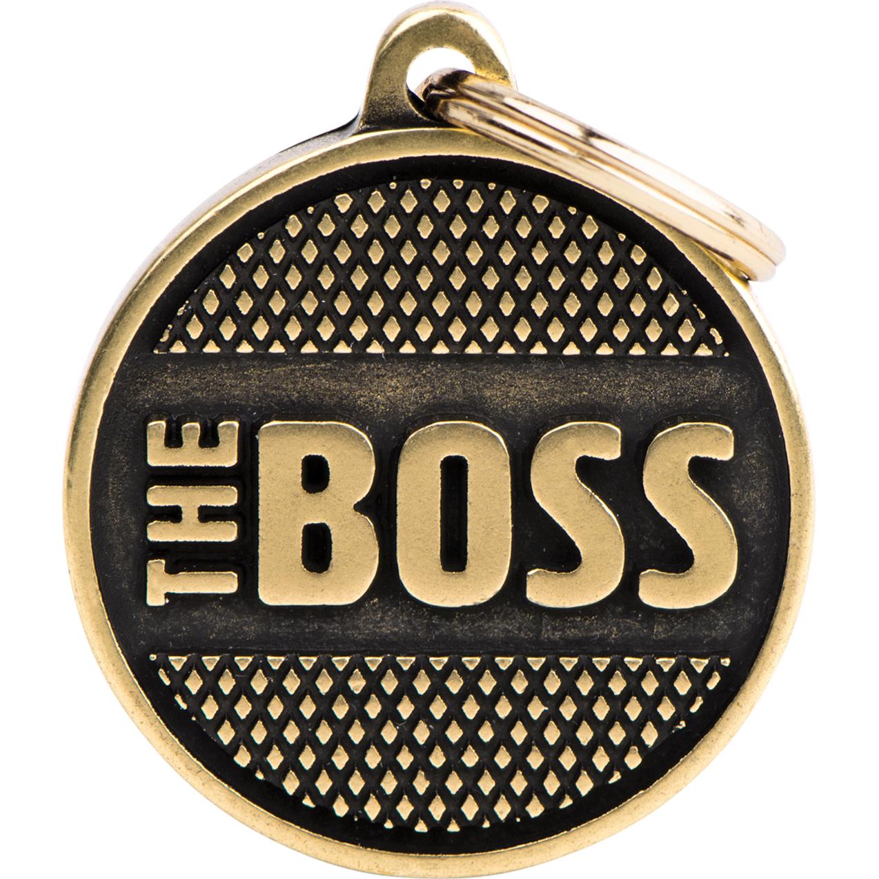 Myfamily MyFa tegn bronx, THE BOSS, lille, guld (Cane), Collare + Guinzaglio