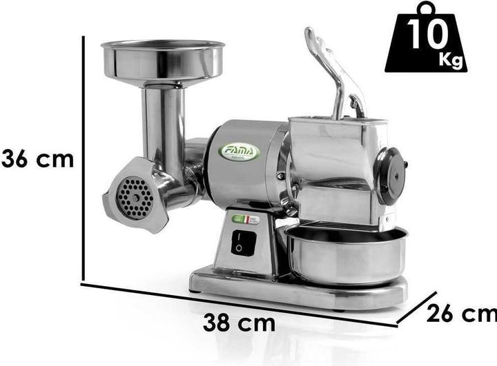 Image du produit Fama TG8 Hachoir électrique avec râpe à fromage à pâte dure intégrée Unité de coupe en aluminium