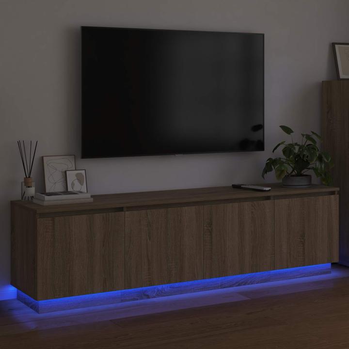 Actual product image vidaXL TV cabinet with LED Sonoma oak 180x38x49 cm wood-based material (180 x 38 x 49 cm)