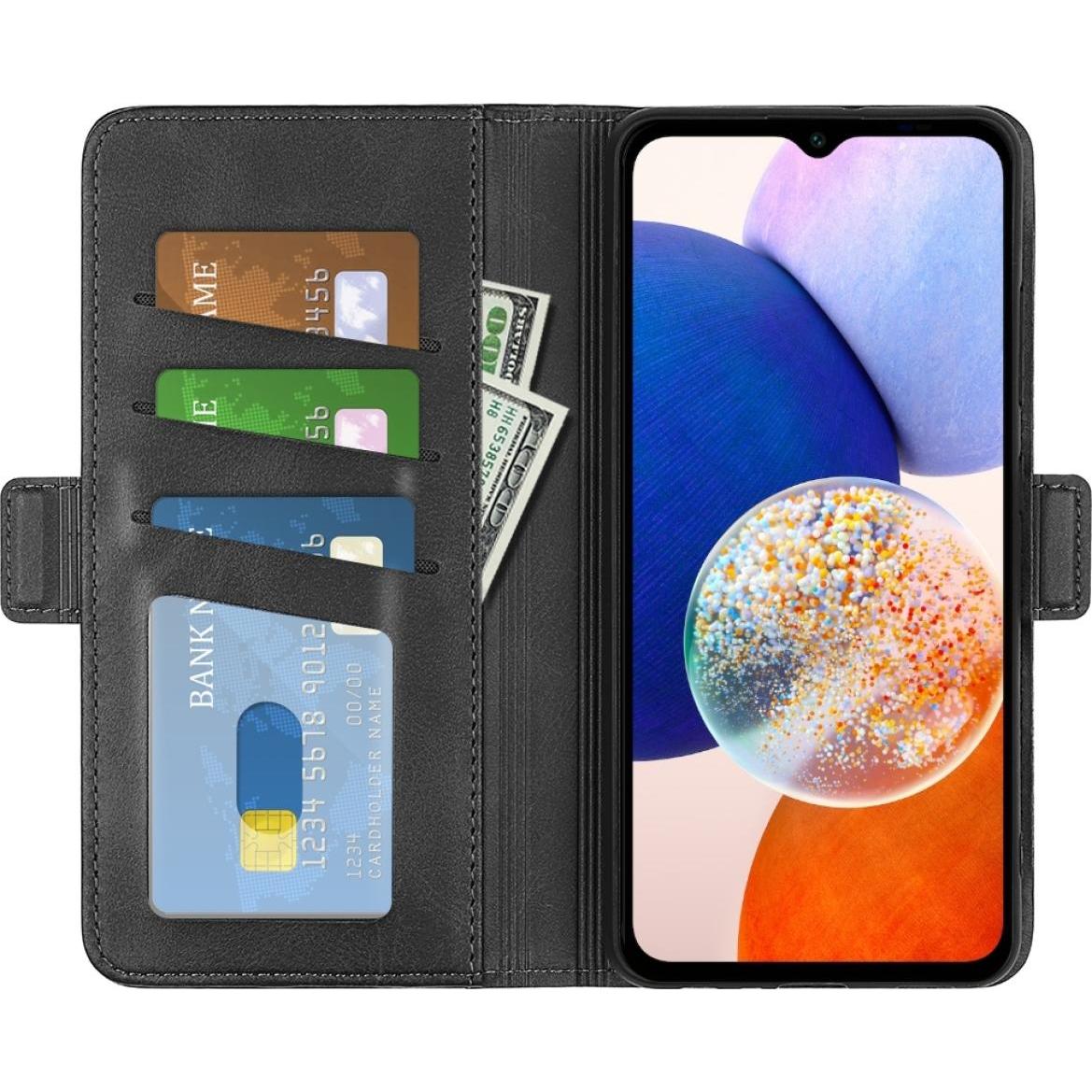 Screenguard CardLounge Samsung Galaxy A14 5G Leder Hülle (Samsung Galaxy A14 5G), Smartphone Hülle, Schwarz