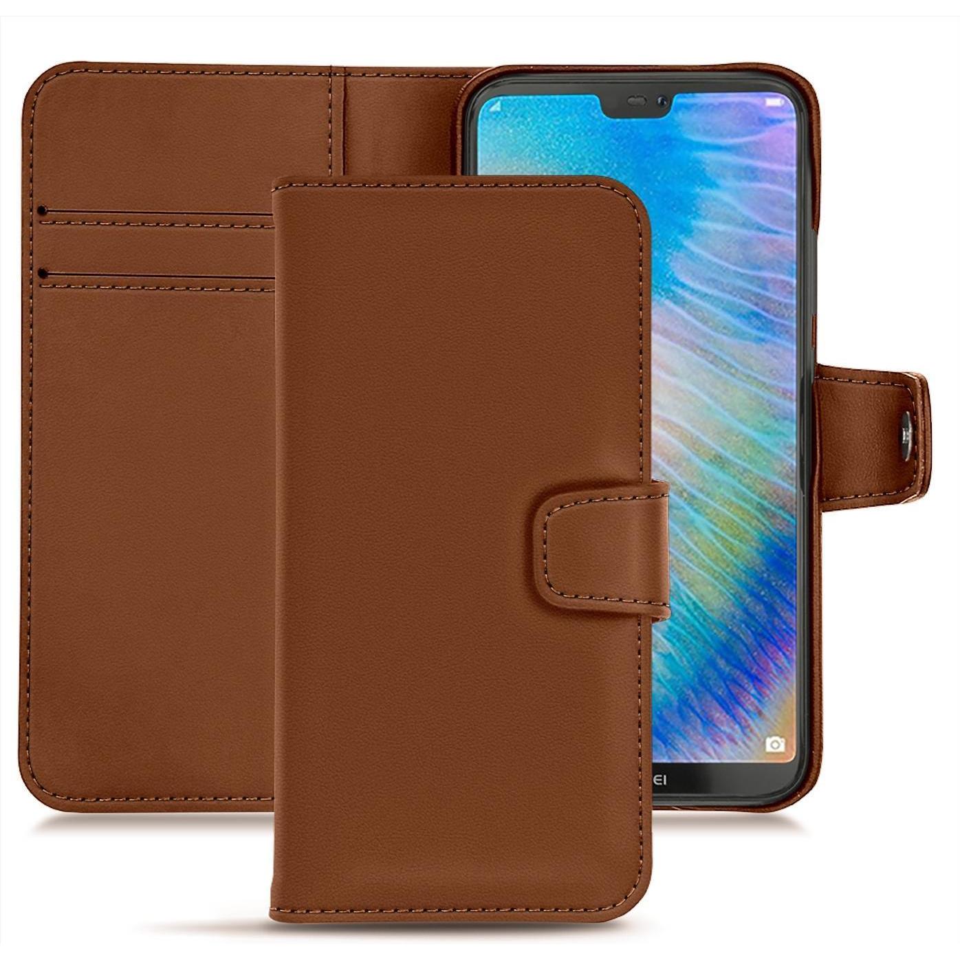 Noreve Lederschutzhülle Wallet (Huawei P20 Lite), Smartphone Hülle, Braun