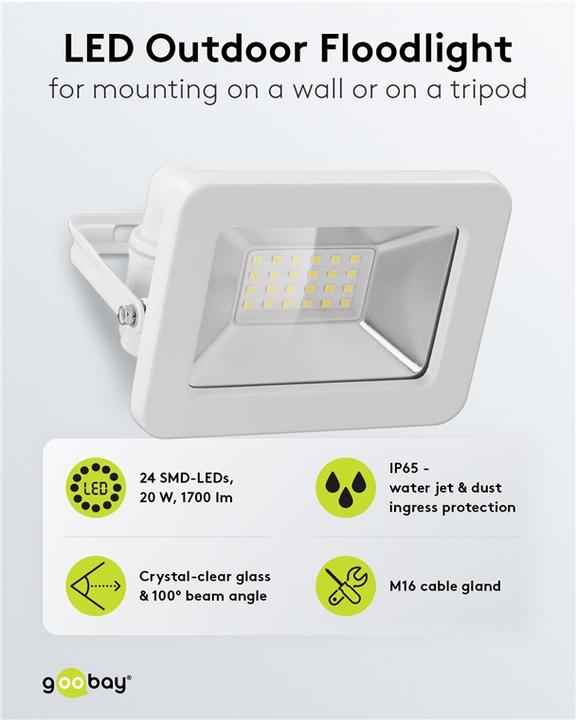 Image du produit Goobay Projecteur d'extérieur à LED, 20 W (1706 lm, IP65)