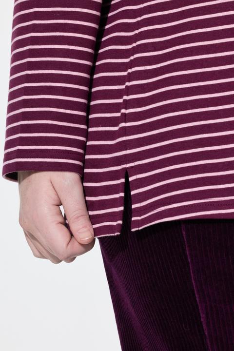 Immagine prodotto Ulla Popken Maglia aderente in cotone biologico a costine con collo da risvoltare e maniche lunghe (58)