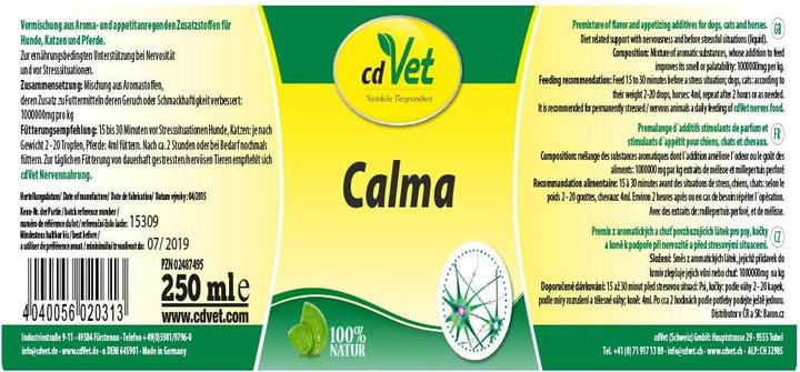 Image du produit cdVet Complément alimentaire pour chiens Calma, 20 ml (Junior, Senior, Adulte, 1 pcs, 30 g)