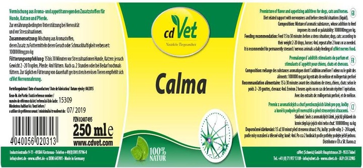 Produktbild cdVet Hunde-Nahrungsergänzung Calma, 20 ml (Senior, Adult, Junior, 1 Stk., 30 g)