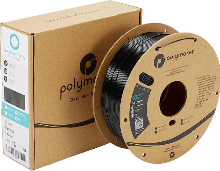 Image du produit Polymaker PolyLite PETG V2 - Noir - 2.85mm (PETG, 2.85 mm, 1000 g, Noir)