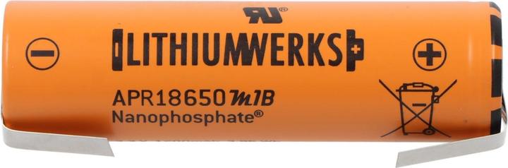 Actual product image A123 Systems A123 APR18650M-A1 1100mAh 3,2V - 3,3V LiFePo4 Akku mit Lötfahne U-Form (1 pcs., 18650, 1100 mAh)