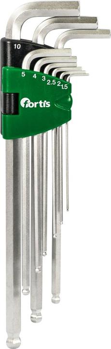 Actual product image Magni Hex key L-wrench set in plastic holder 9-piece set 1.5-10mm long ball head FORTIS