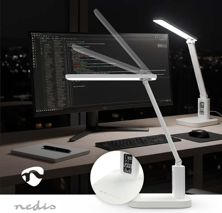 Produktbild Nedis LED-Schreibtischlampe | Dimmbar | 3 Licht-Modi | 220 lm | Wiederaufladbar | DimmSchalter | Wei (220 lm)