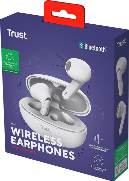 Actual product image Trust Yavi Bt Enc Earphones White (6 h, Wireless)