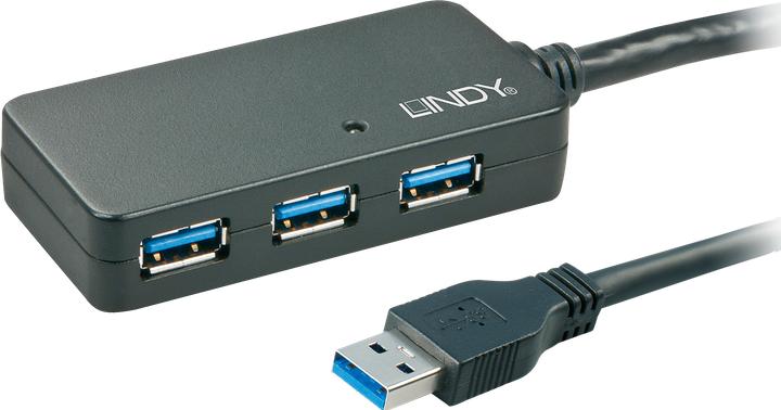 Actual product image Lindy USB 3.0 Active Extension Hub Pro (USB-A, 3 ports)