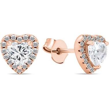 Brilio, Ohrringe, Silver - Romantic bronze earrings with zircons Heart EA574R