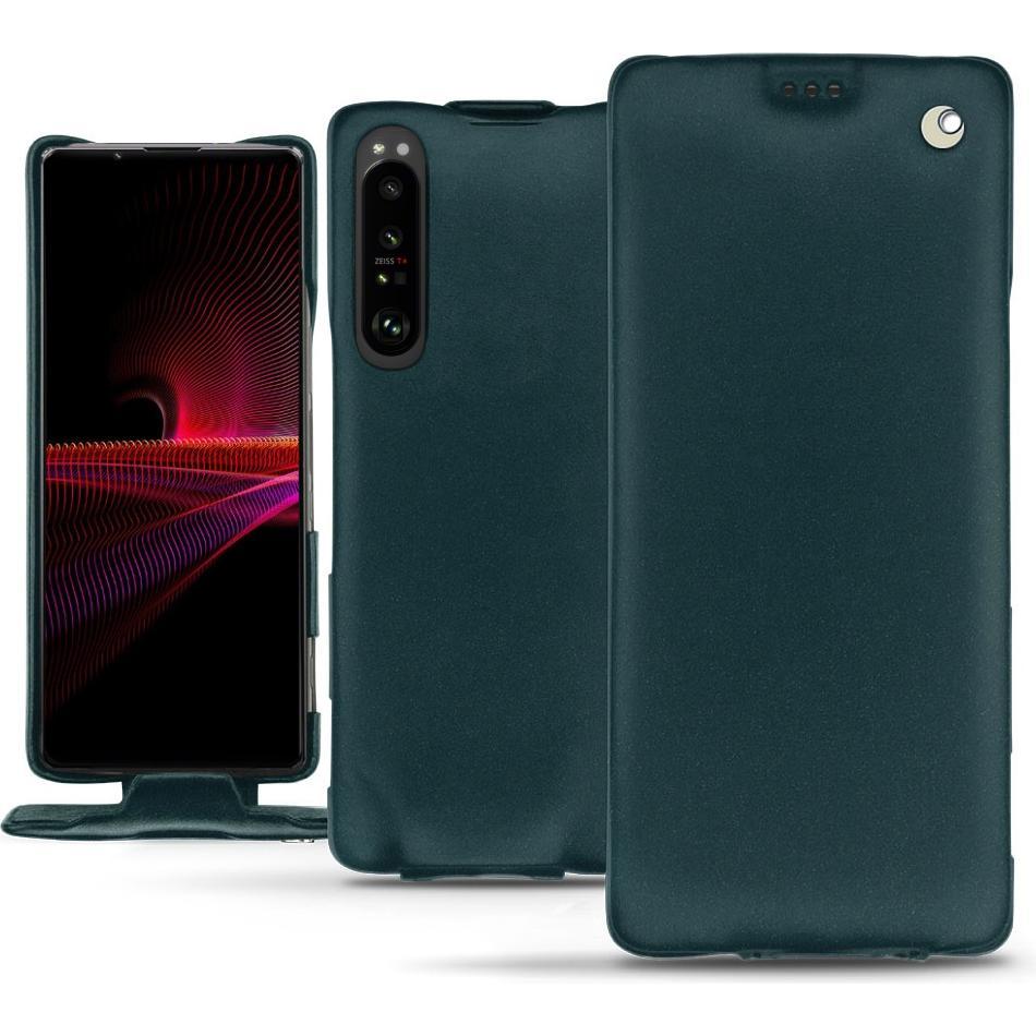 Noreve Lederschutzhülle vertikal (Sony Xperia 1 III), Smartphone Hülle, Blau