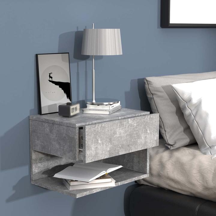 Actual product image VCM Wooden Wall Drawer Bedside Cabinet Wall Board Drawer Console Bedside Table Usal XL 45 cm (45 x 32 x 30 cm)