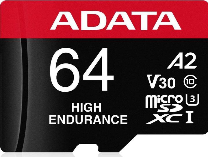 Actual product image Adata microSDXC card High Endurance 64 GB (64 GB, microSDXC, U3, UHS-I)