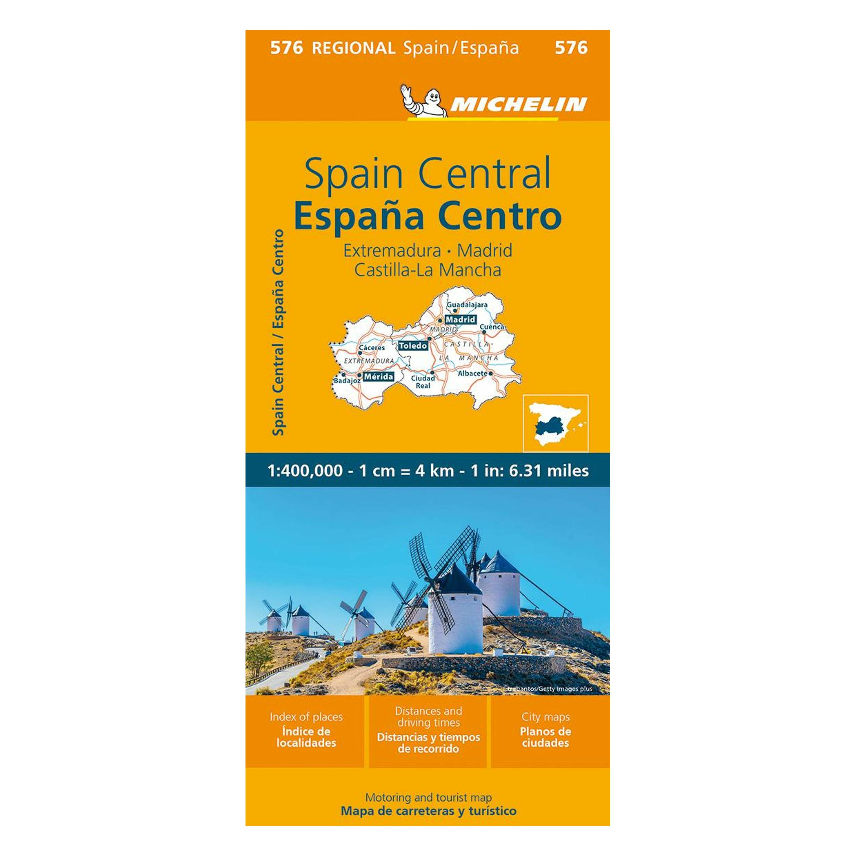 Spain Central, Extremadura, Castilla-La Mancha, Madrid - Michelin Regional Map 576