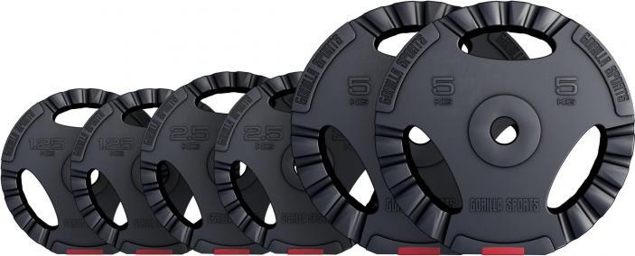 Image du produit Gorilla Sports Jeu de plaques de poids (2 x 1,25 kg, 2 x 2,5 kg, 2 x 5 kg)