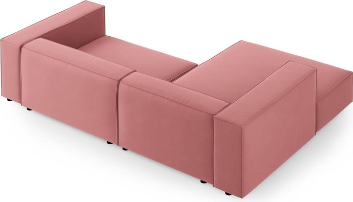 Actual product image Cosmopolitan Design Velvet Left Corner Sofa, "Arendal", 3 Seats, Flamingo, 224x166x70 Made in Europe (Corner sofa)