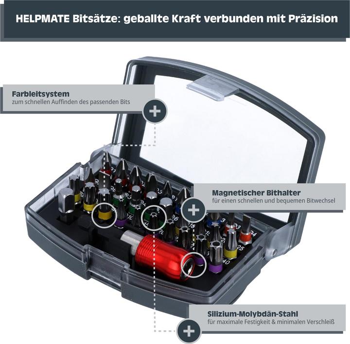 Produktbild Helpmate Bitsatz Standard, mit Bithalter, 32-teilig (Bit-Adapter)