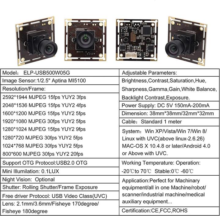 Actual product image ELP Kameramodul MI5100 (Electronics kit)