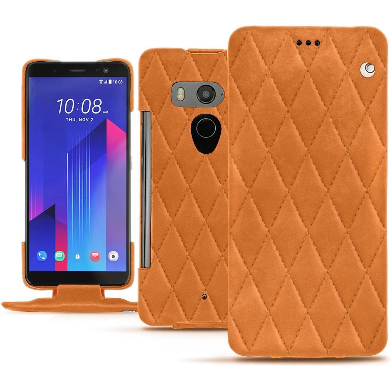 Noreve Lederschutzhülle vertikal (HTC U11+), Smartphone Hülle, Orange