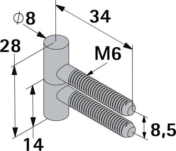 Produktbild Hettich Einbohrband 8x28 mm vernickelt, 2 Stck