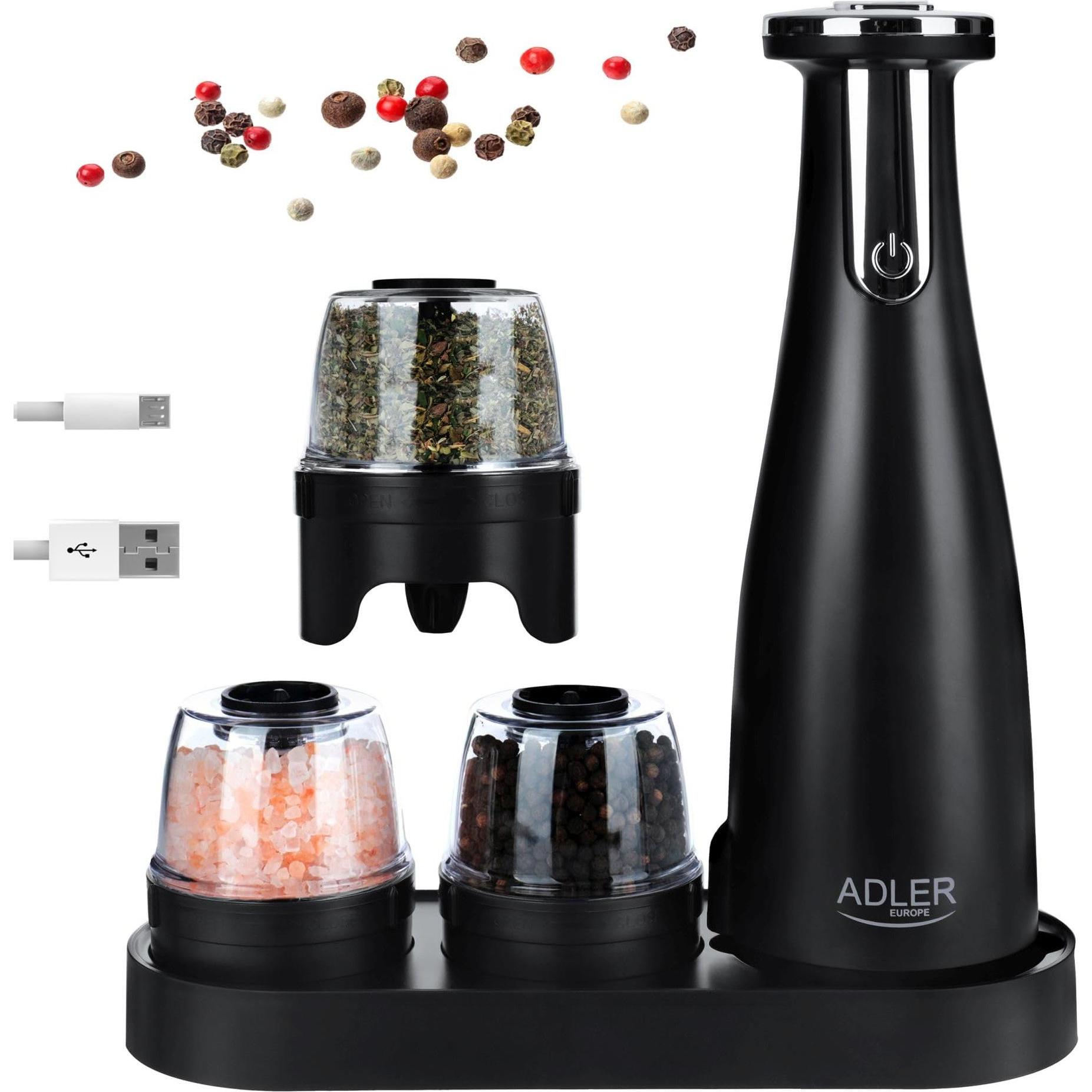 Thumbnail - Adler Electric Salt and pepper grinder AD 4449b 7 W, Housing material ABS plastic, Lithium, Matte Black, Pfeffermühle + ...