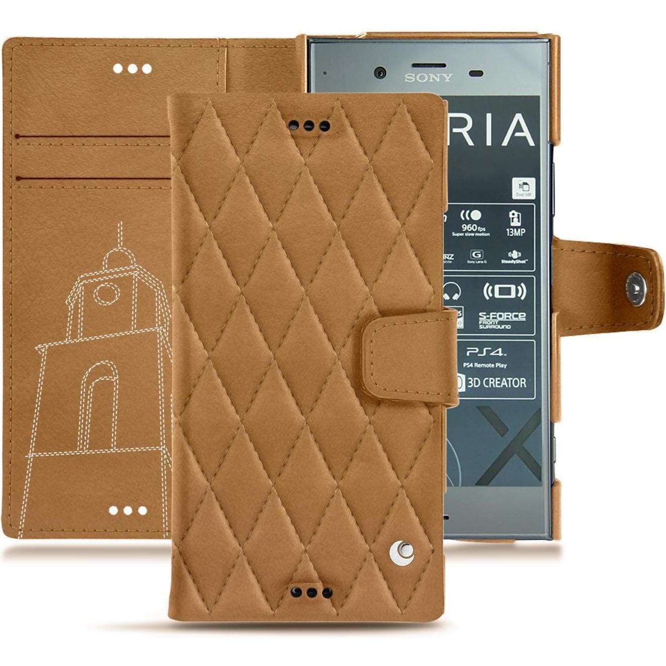 Thumbnail - Noreve Lederschutzhülle Wallet (Sony Xperia XZ1), Smartphone Hülle, Braun