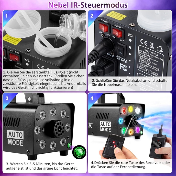 Produktbild Agptek Nebelmaschine 500W, tragbar