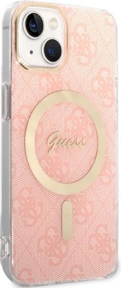 Actual product image Guess Zestaw GUBPP14SH4EACSP Case+ Charger iPhone 14 6.1" różowy/pink hard case 4G Print MagSafe (Apple iPhone 14, Apple iPhone 13, Apple iPhone 14 Pro Max)