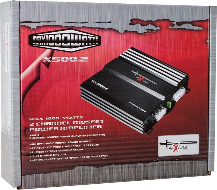 Actual product image Excalibur Amplifier Tweekanaals X500.2 1000w Zwart (Stereo amplifier)