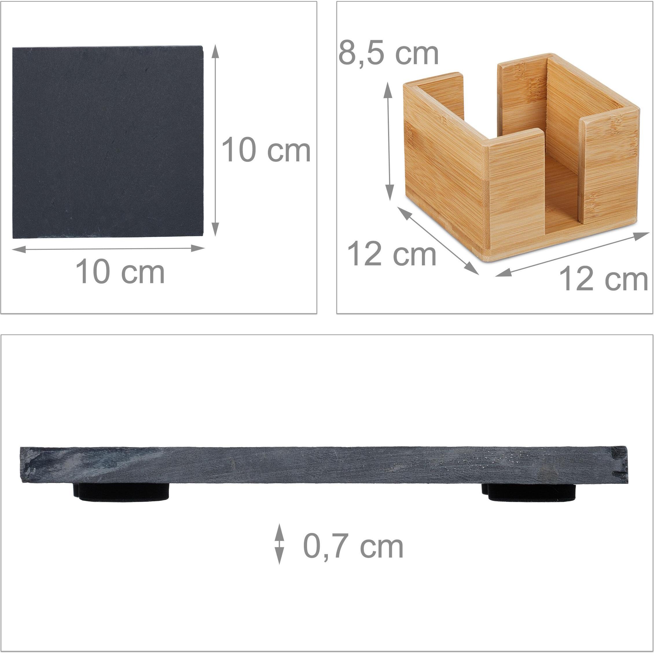 Relaxdays, Untersetzer, 8x Schieferuntersetzer (1 x, Glasuntersetzer)