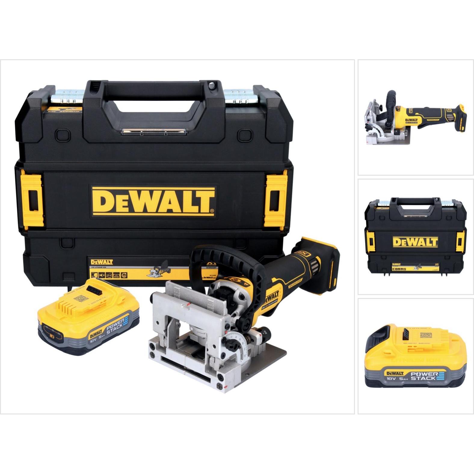 DeWalt, Fräse, DCW 682 NT Akku Flachdübelfräse 18 V 102 x 20 mm Brushless + 1x Powerstack Akku 5,0 Ah +