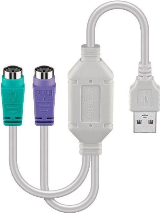 Produktbild MicroConnect USBA2XPS2 Kabelschnittstellen-/Gender-Adapter USB A PS/2 x 2 Weiss (0.30 m, PS/2)