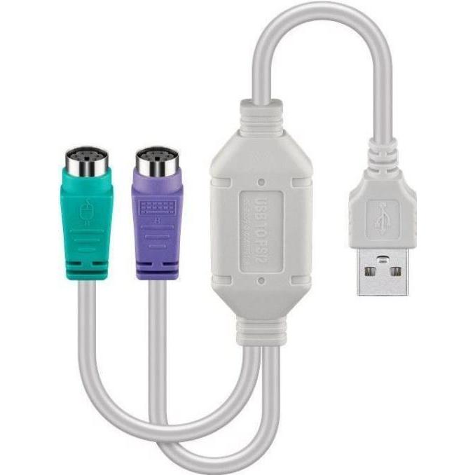 MicroConnect USBA2XPS2 Kabelschnittstellen-/Gender-Adapter USB A PS/2 x 2 Weiss (0.30 m, PS/2), Schnittstellenkabel