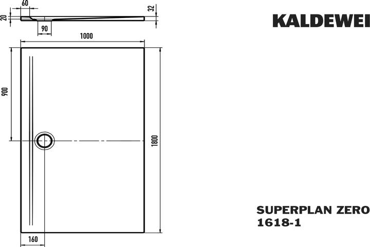 Produktbild Kaldewei Superplan Zero Duschfläche, 180x100cm, 36480001