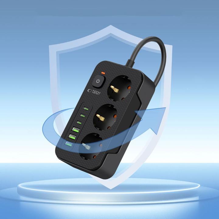 Productafbeelding Tech-Protect PC3X6 Power Strip (3 x, CEE, USB-C, USB-A, 2 m)