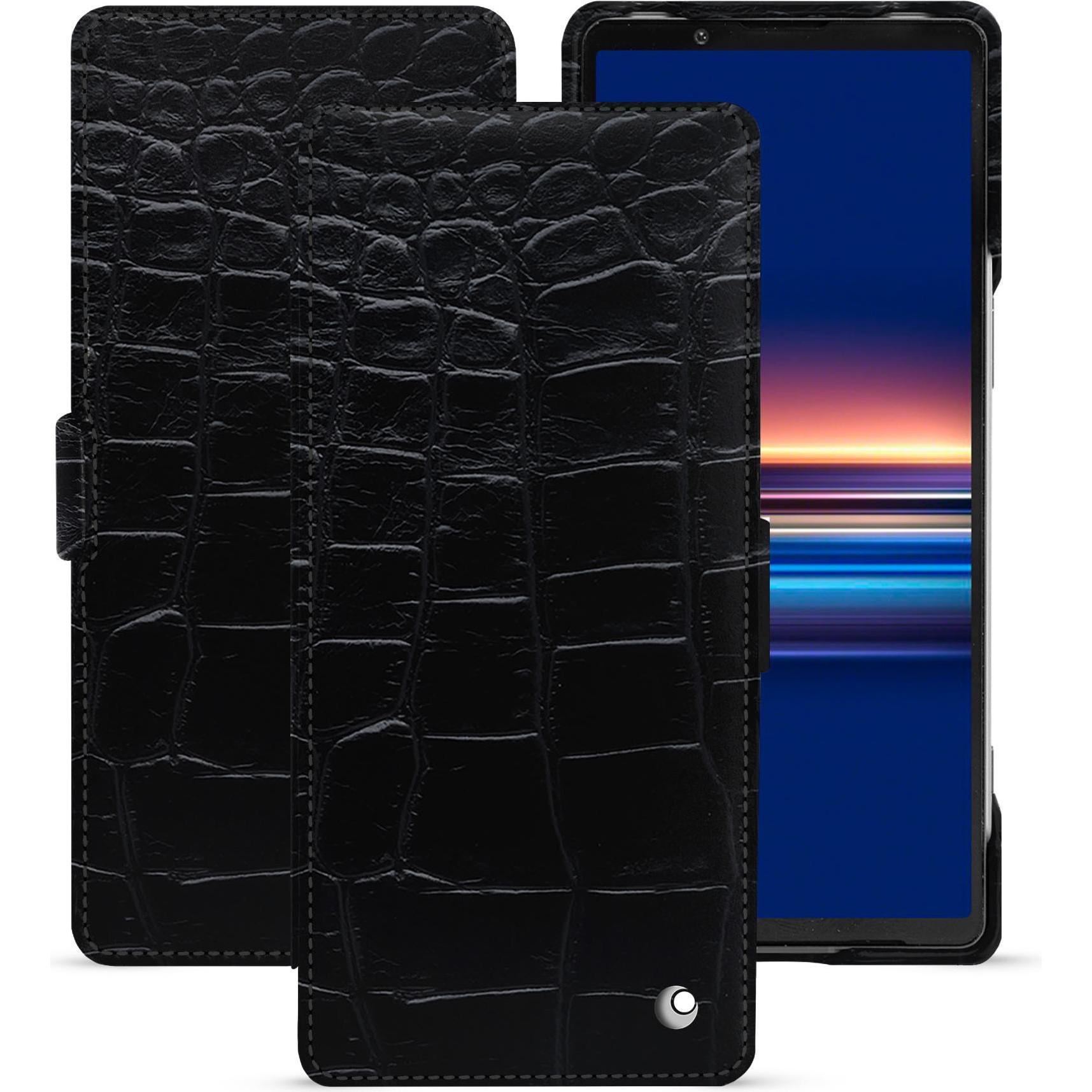 Noreve Lederschutzhülle horizontal (Sony Xperia 5 V), Smartphone Hülle, Schwarz