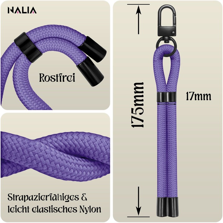 Produktbild Nalia Wristy Lanyard Handykette – Universal Trageband für Smartphones – Verstellbar, Soft & Elastisch